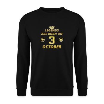 legends born birthday OCTOBER 3 - Unisex Sweatshirt - black - Front - Alina (178cm) & Michal (187cm)