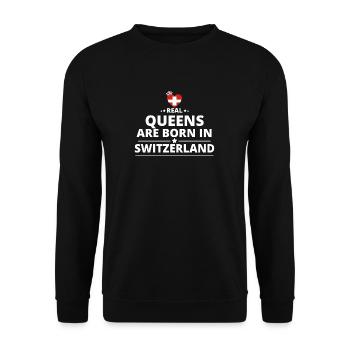 queens from geschenk i love SWITZERLAND - Unisex Pullover - Schwarz - Vorne - Alina (178cm) & Michal (187cm)
