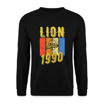 Löwe 1990 Sternzeichen Geburtstag Geschenk - Unisex Pullover - Schwarz - Vorne - Alina (178cm) & Michal (187cm)