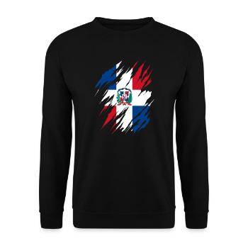 Dominikanische Republik Flagge Dom Rep Fahne Reise - Unisex Pullover - Schwarz - Vorne - Alina (178cm) & Michal (187cm)