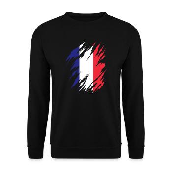 Frankreich Flagge Used Look Französische Fahne - Unisex Pullover - Schwarz - Vorne - Alina (178cm) & Michal (187cm)