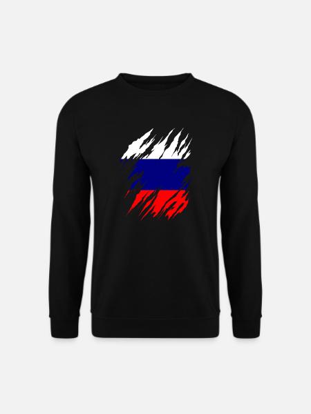 Russland Flagge Vintage Russische Fahne Used Look - Unisex Pullover - Schwarz