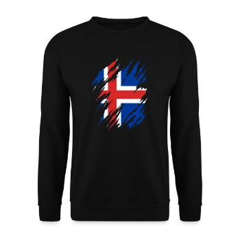Island Flagge Vintage Isländische Flagge Reise - Unisex Pullover - Schwarz - Vorne - Alina (178cm) & Michal (187cm)
