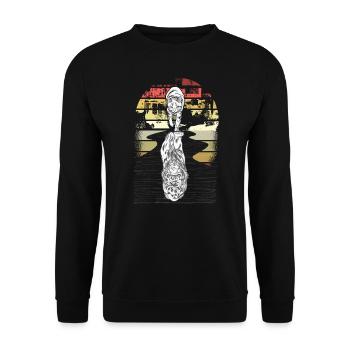 Cat Tiger Lion Self-Confident Motivation - Unisex Sweatshirt - black - Front - Alina (178cm) & Michal (187cm)