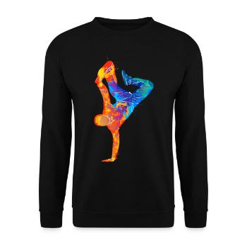 Break Dance Silhouette - Unisex Pullover - Schwarz - Vorne - Alina (178cm) & Michal (187cm)