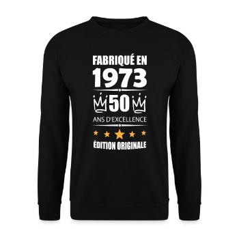 Vintage 1973 50Ans Anniversaire Cadeau Homme Femme - Sweat-shirt Unisexe - noir - Devant - Alina (178cm) & Michal (187cm)