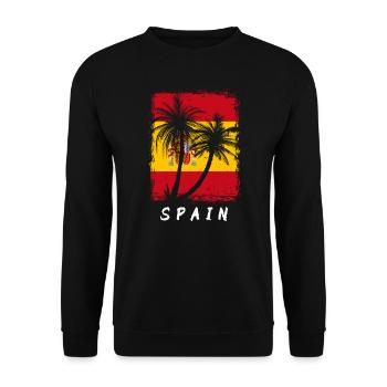 Spain Flag Vintage Spanish Flag Distressed Look - Unisex Sweatshirt - black - Front - Alina (178cm) & Michal (187cm)