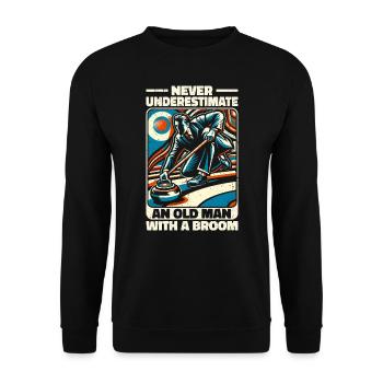 Ne sous-estimez jamais un vieil homme avec un balai - Sweat-shirt Unisexe - noir - Devant - Alina (178cm) & Michal (187cm)