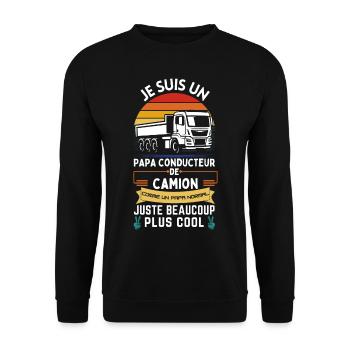 Father's Day T-shirt - Trucker Dad - Unisex Sweatshirt - black - Front - Alina (178cm) & Michal (187cm)
