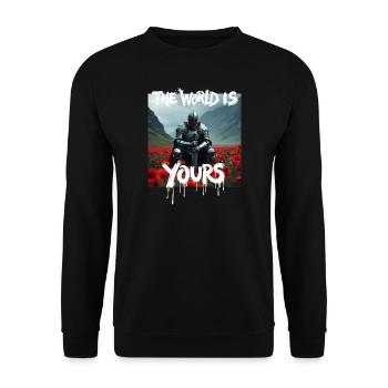 THE WORLD IS YOURS x FALLEN KNIGHT - Unisex Pullover - Schwarz - Vorne - Alina (178cm) & Michal (187cm)