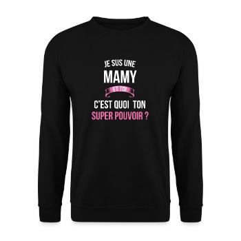 Mamy super pouvoir femme - Sweat-shirt Unisexe - noir - Devant - Alina (178cm) & Michal (187cm)