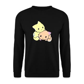 Chats Kitties Bébés Doux Anime - Sweat-shirt Unisexe - noir - Devant - Alina (178cm) & Michal (187cm)