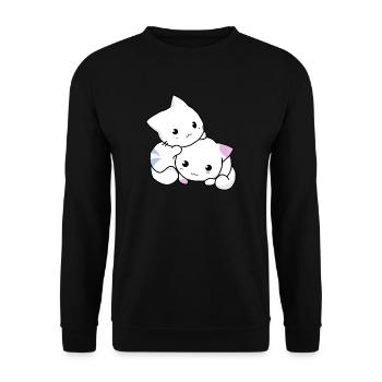 chat, chaton, mignon - Sweat-shirt Unisexe - noir - Devant - Alina (178cm) & Michal (187cm)