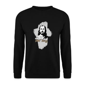 Go to church... Jesus Christ. Pastor - Unisex Sweatshirt - black - Front - Alina (178cm) & Michal (187cm)