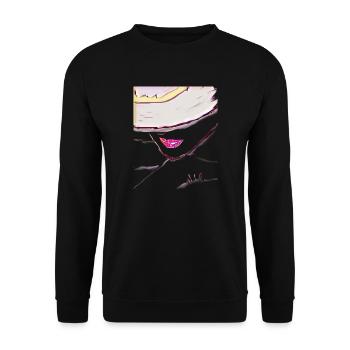 Drawing Woman with Hat Gift - Unisex Sweatshirt - black - Front - Alina (178cm) & Michal (187cm)