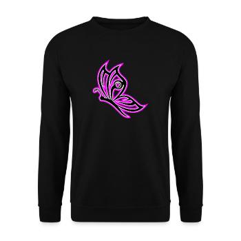 Schmetterling Pink - Unisex Pullover - Schwarz - Vorne - Alina (178cm) & Michal (187cm)