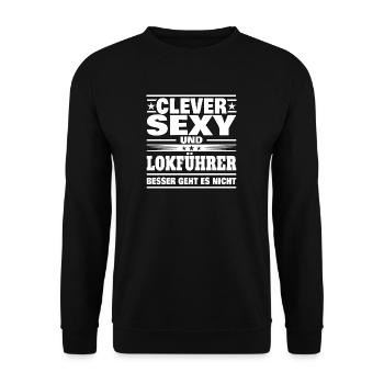 Clever Lokführer - Unisex Pullover - Schwarz - Vorne - Alina (178cm) & Michal (187cm)