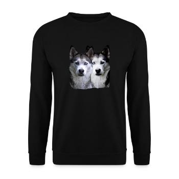 Husky Malamut Schlittenhund Rudel,hunderasse - Unisex Pullover - Schwarz - Vorne - Alina (178cm) & Michal (187cm)