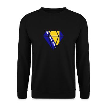 Geschenk Diamant Heimat Wurzeln Bosnien Herzegowi - Unisex Pullover - Schwarz - Vorne - Alina (178cm) & Michal (187cm)