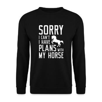 Désolé, je ne peux pas avoir de plans avec mon cheval - Sweat-shirt Unisexe - noir - Devant - Alina (178cm) & Michal (187cm)