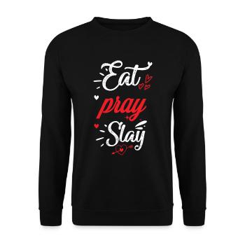 Eat Pray Stay - Unisex Pullover - Schwarz - Vorne - Alina (178cm) & Michal (187cm)