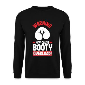 Warning: May Cause Booty Overload - Unisex Pullover - Schwarz - Vorne - Alina (178cm) & Michal (187cm)