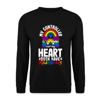 Ma manette et mon cœur ont tous deux des arcs-en-ciel allumés - Sweat-shirt Unisexe - noir - Devant - Alina (178cm) & Michal (187cm)