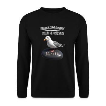 Rerik Pearl between Haff & Baltic Sea Rerik Seagull - Unisex Sweatshirt - black - Front - Alina (178cm) & Michal (187cm)