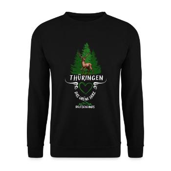 Thüringen das grüne Herz Deutschlands - Unisex Pullover - Schwarz - Vorne - Alina (178cm) & Michal (187cm)