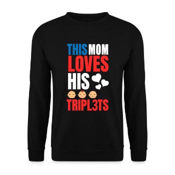 Diese Mutter liebt seine Drillinge lustige Mutter - Unisex Pullover - Schwarz - Vorne - Alina (178cm) & Michal (187cm)