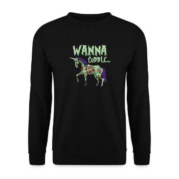 Halloween Einhorn untot Zombie lustig Geschenk - Unisex Pullover - Schwarz - Vorne - Alina (178cm) & Michal (187cm)
