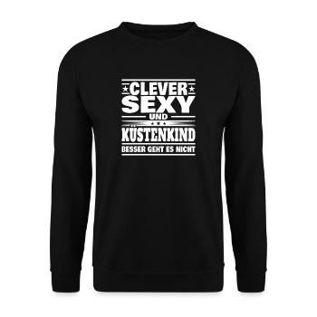 Clever Küstenkind - Unisex Pullover - Schwarz - Vorne - Alina (178cm) & Michal (187cm)