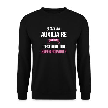 Auxiliaire super pouvoir femme - Sweat-shirt Unisexe - noir - Devant - Alina (178cm) & Michal (187cm)