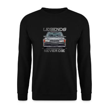 W201 190E legends never die - Unisex Sweatshirt - black - Front - Alina (178cm) & Michal (187cm)