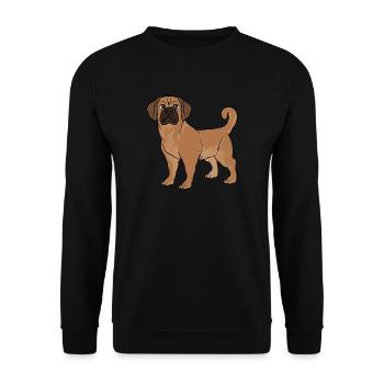 Puggle Beagle Mops Hund - Unisex Pullover - Schwarz - Vorne - Alina (178cm) & Michal (187cm)