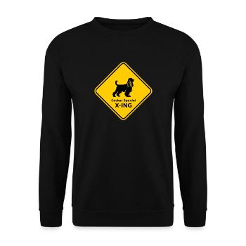 Schild "Cocker Spaniel X-ING" - Unisex Pullover - Schwarz - Vorne - Alina (178cm) & Michal (187cm)