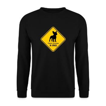 Schild "French Bulldog X-ING" - Unisex Pullover - Schwarz - Vorne - Alina (178cm) & Michal (187cm)