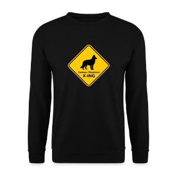 Schild "German Shepherd X-ING" - Unisex Pullover - Schwarz - Vorne - Alina (178cm) & Michal (187cm)