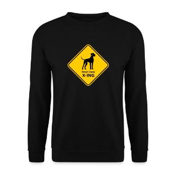 Schild "Great Dane X-ING" - Unisex Pullover - Schwarz - Vorne - Alina (178cm) & Michal (187cm)
