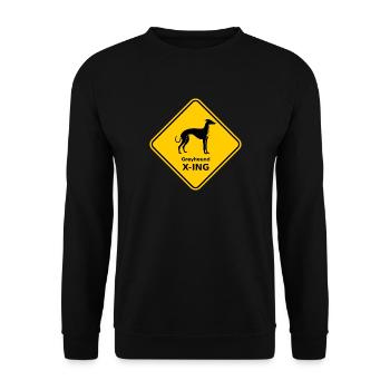 Schild "Greyhound X-ING" - Unisex Pullover - Schwarz - Vorne - Alina (178cm) & Michal (187cm)