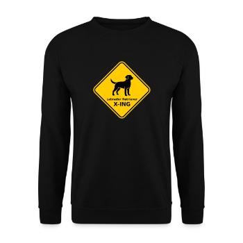 Schild "Labrador Retriever X-ING" - Unisex Pullover - Schwarz - Vorne - Alina (178cm) & Michal (187cm)