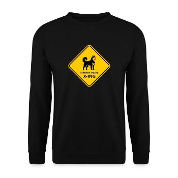 Schild "Siberian Husky X-ING" - Unisex Pullover - Schwarz - Vorne - Alina (178cm) & Michal (187cm)