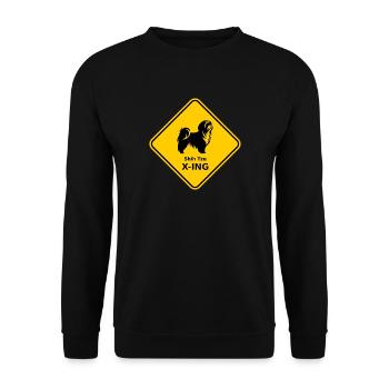 Schild "Shih Tzu X-ING" - Unisex Pullover - Schwarz - Vorne - Alina (178cm) & Michal (187cm)