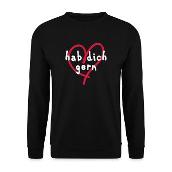 hab dich gern Herz hab dich lieb Freundschaft - Unisex Pullover - Schwarz - Vorne - Alina (178cm) & Michal (187cm)
