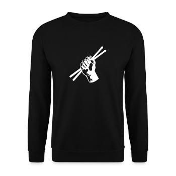 Geschenk Schlagzeuger Drummer Schlagzeugspieler - Unisex Pullover - Schwarz - Vorne - Alina (178cm) & Michal (187cm)