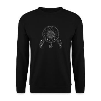 Dream Traum Feder Traumfänger Indianer indianisch - Unisex Pullover - Schwarz - Vorne - Alina (178cm) & Michal (187cm)