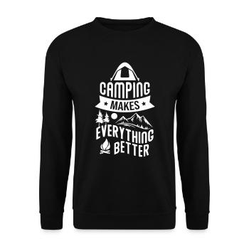 Camping Makes Everithing Better - Unisex Pullover - Schwarz - Vorne - Alina (178cm) & Michal (187cm)