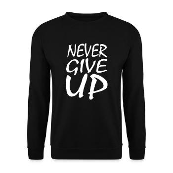 Never Give Up - Unisex Pullover - Schwarz - Vorne - Alina (178cm) & Michal (187cm)