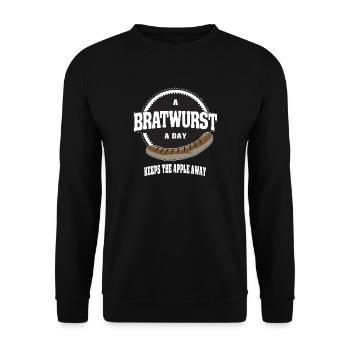 Une Bratwurst par jour éloigne la pomme - Sweat-shirt Unisexe - noir - Devant - Alina (178cm) & Michal (187cm)