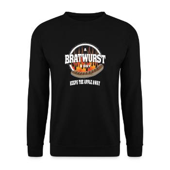 Une Bratwurst par jour éloigne la pomme - Sweat-shirt Unisexe - noir - Devant - Alina (178cm) & Michal (187cm)